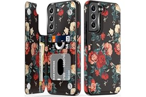 LETO Galaxy S23 Case,Luxury Flip Folio Leather Wallet Case Cover with Fashion Designs for Girls Women,Card Slots Kickstand,Protective Phone Case for Samsung Galaxy S23 6.1" Pink Red Roses