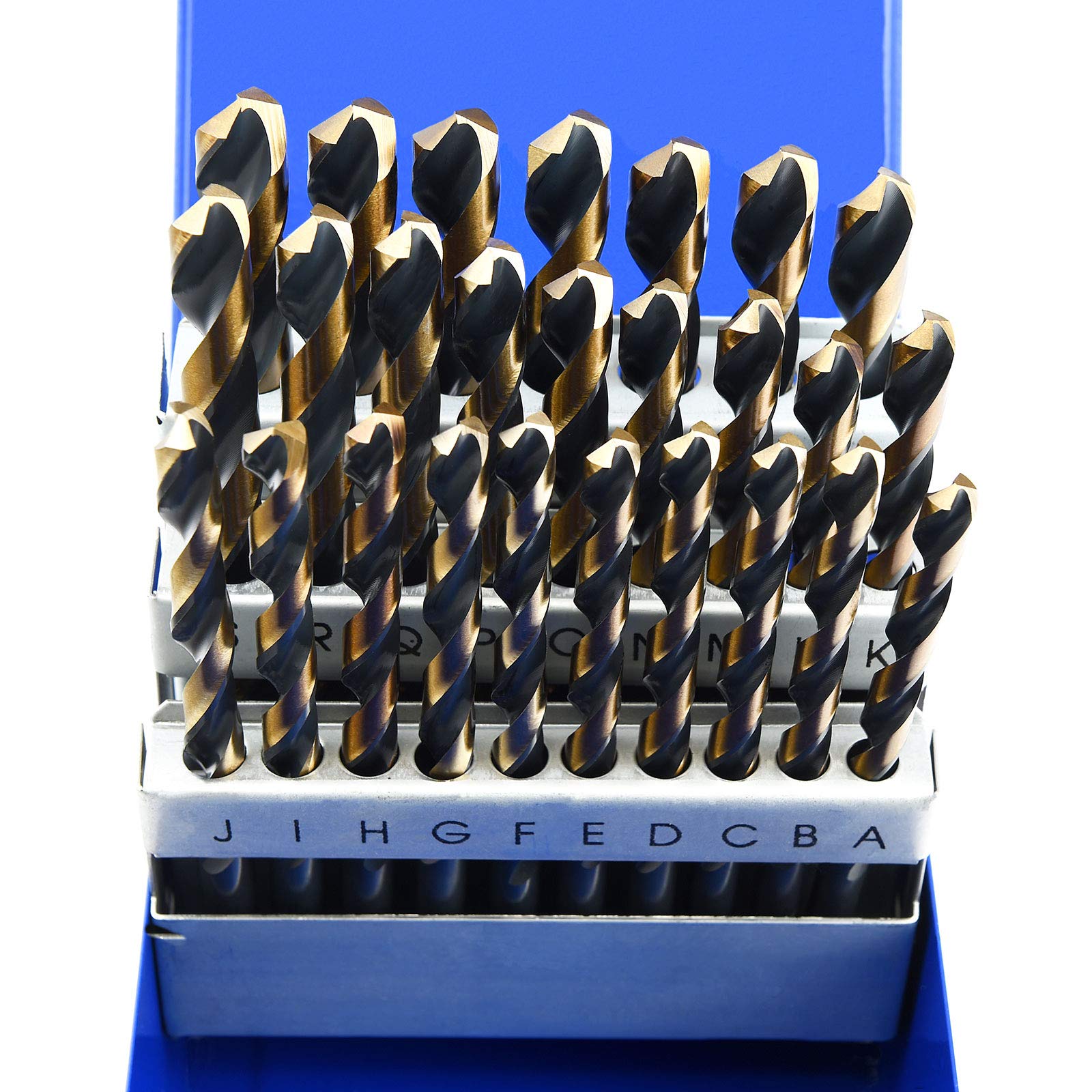 MaxTool 26-Piece Twist Drill Bit Set High Speed Steel M2 Jobber Length Fully Ground for Metal Wood Plastic Letter A to Z; JBS02H10R26