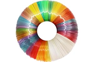 MIKA3D 5 Colors 3D Printing Pen Filament Refill, Each 10m, One Glowing in Dark PLA, One Clear Rainbow PLA, 3 Different Color Silk Rainbow PLA, Total 50m 3D Printer Filament Sample Pack