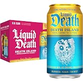 Liquid Death Iced Tea - Death Island (Tropical-Flavored Black Tea), Less Sugar*, Boost of Caffeine, B Vitamins, No Artificial Sweeteners, 12 Fl Oz (Pack of 12)