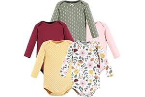 Hudson Baby baby-girls Cotton Long-sleeve Bodysuits 5-pack