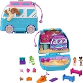 Polly Pocket Dolls &amp; Playset, Seaside Puppy Ride Compact with 11 Accessories, Travel Toy with Fidget Exterior