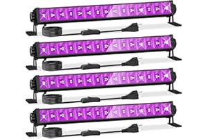 YQNLIFA 4 Pack LED 42W Black Lights, Blacklight Bars with Plug+Switch+6ft Cord, Light Up 24x24ftx4, Blacklight for Glow Party, Fluorescent Poster, Body Paint, Halloween Decorations, Bedroom, Stage