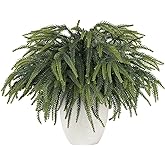 HOHOTIME 30 Pcs Norfolk Pine Stems, Christmas Greenery Branches for Vase, Artificial Pine Picks, Fake Pine Decoration, Faux Sprigs for Garland Wreath Tree Home DIY Xmas Decor