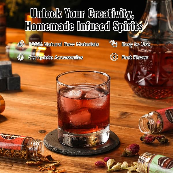 ALCOHOL INFUSION KIT,14 NATURAL DIY WHISKEY MAKING KIT FOR INFUSING BOURBON,TEQUILA, RUM WITH CUSTOM BOTANICALS, PERFECT ALCOHOL INFUSION KITS STOCKING STUFFERS FOR MEN FOR MEN, DAD, HUSBAND