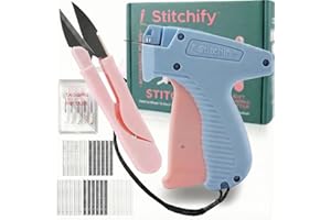 Stitchfy Stitch Gun Kit – 11 Piece for Clothes Tool Kit with 2500 Fasteners (1000 B 1000 W 500 Clear), Cutter, 6 Needles & Mi
