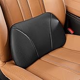 POKSRI Genuine Leather Lumbar Support Pillow,Back Pain Relief Cushion,fits Tightly Around Waist,Real Cowhide,Memory Foam,fit Car Drive,Office Chair,Rest seat,Improve Posture,Portable,15.5''Lx 8.7''H