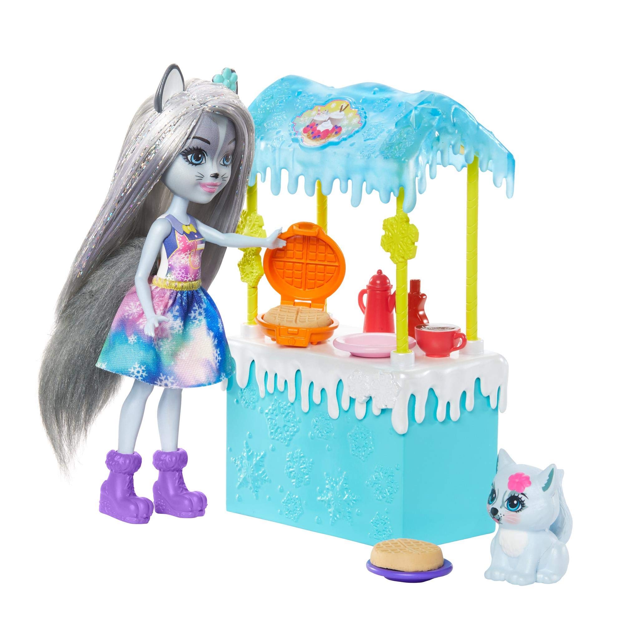 Enchantimals Warmin' Up Cocoa Stand With Hawna Husky & Whipped Cream Dolls