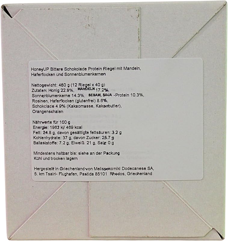 Riegel Zartbitter mit Mandeln & Hafer 12x40g – Display Box