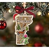 AlvaradoDesign Vermont State Christmas Wooden Ornament - State USA Ornament - Moving to Vermont Gift - Travel Gift - 2 Layer Laser Cut Wooden Ornament