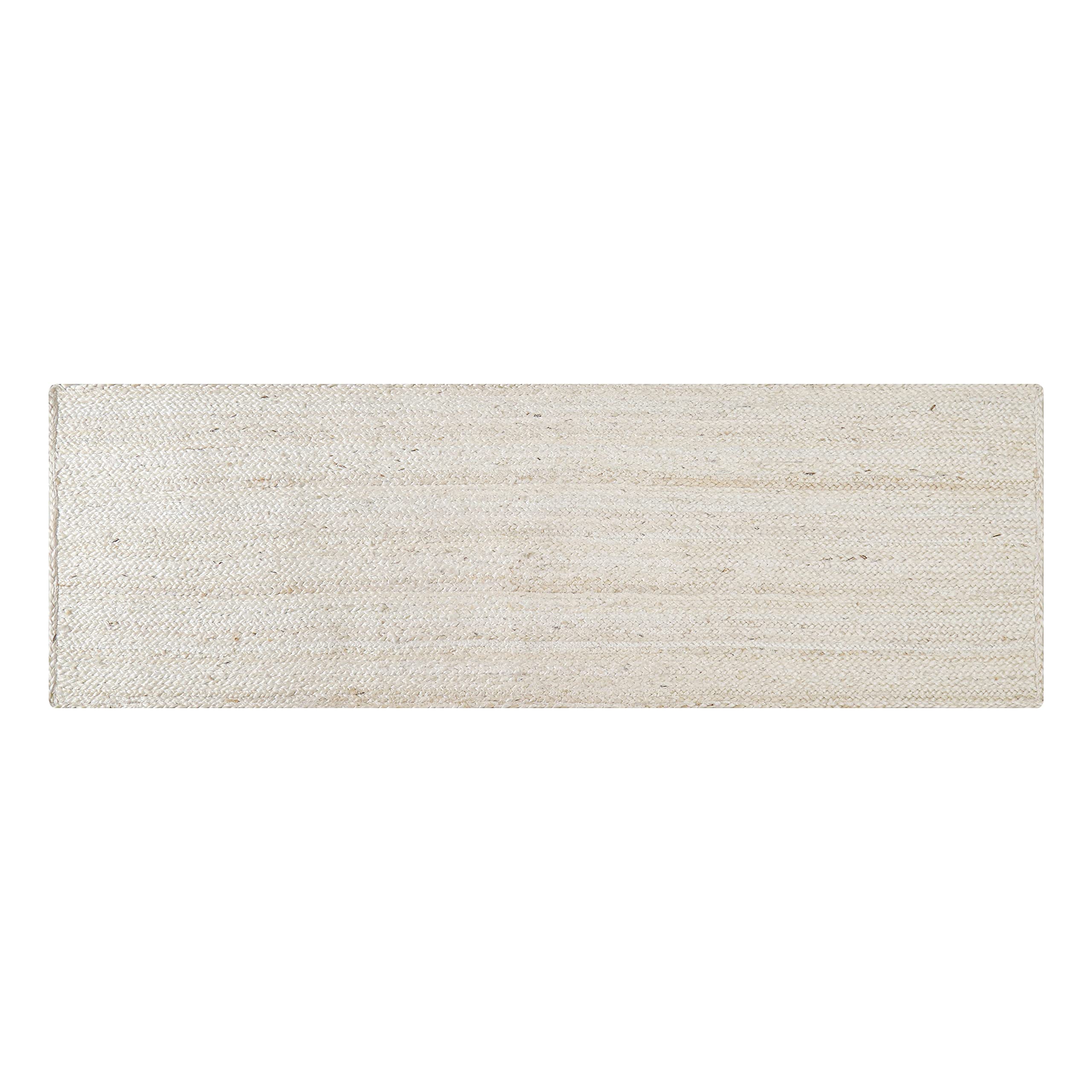 Photo 1 of Hausattire Hand Woven Jute Braided Rug, 2'x6' – Off White, Reversible Boho Entry Area Rugs for Kitchen, Living Room I Farmhouse Indoor Outdoor Decorative Floor Rug, 24x72 Inches