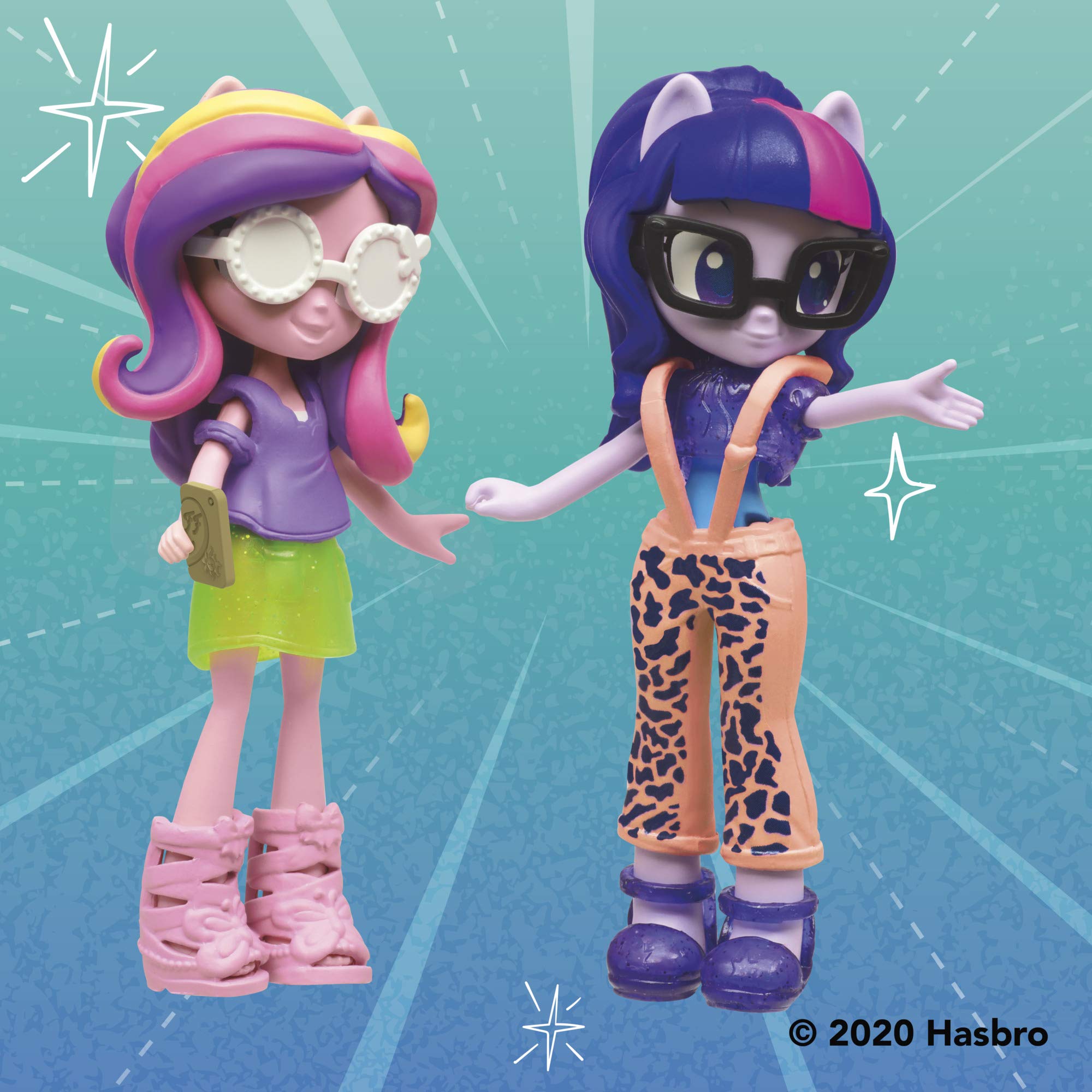 My Little Pony Equestria Girls Fashion Squad Twilight Sparkle and Princess Cadance Mini Doll Set Toy, 40 Fashion Accessories