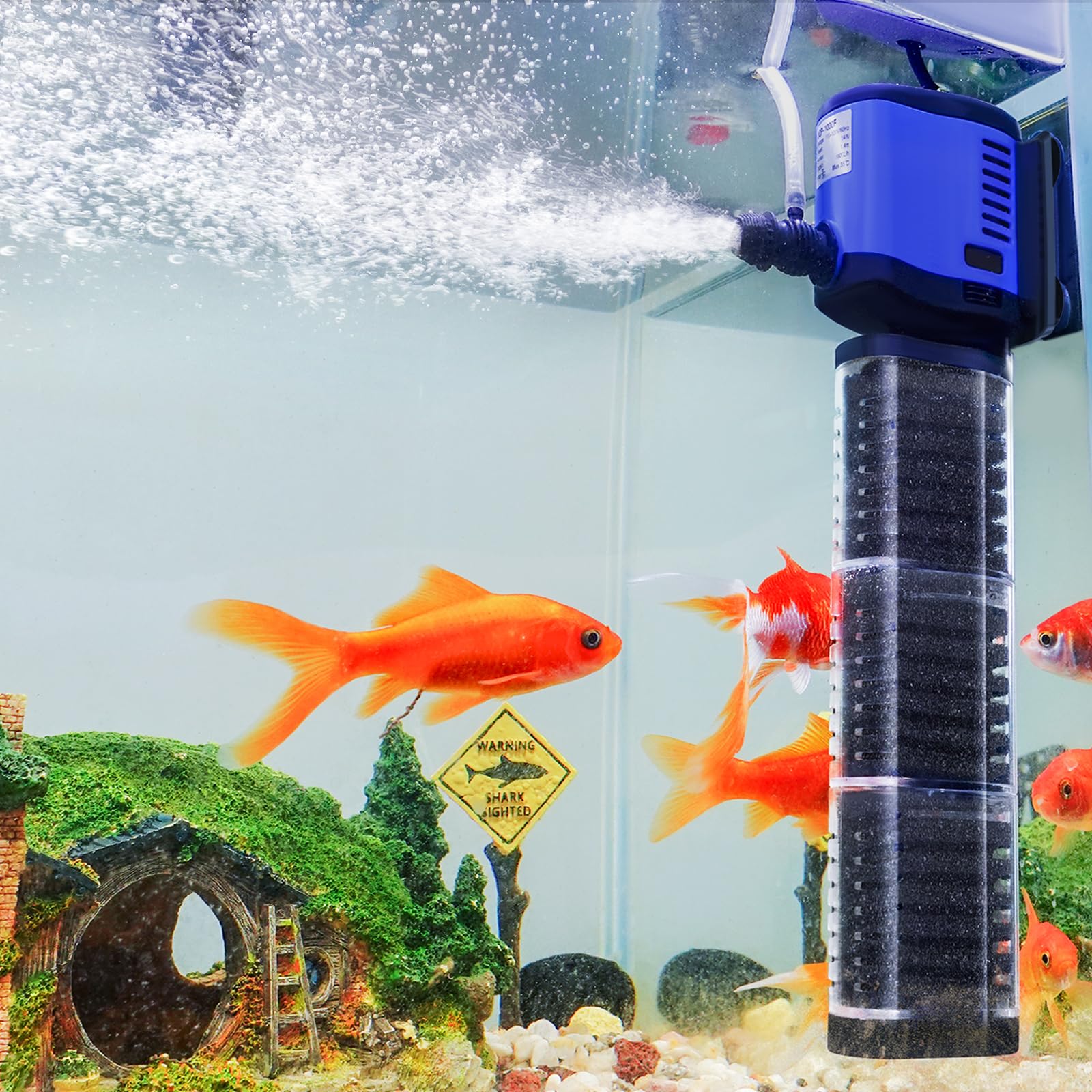 Photo 1 of Aquarium Filter Pond Pump 660GPH for 100-300 Gallon Fish Tank, 8ft. High Lift Dry Burning Protection Biochemical Sump Submersible Internal Powerful Pump 4 in 1, Large Pond, Saltwater & Freshwater