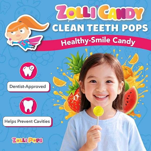 ZOLLIPOPS THE CLEAN TEETH POPS, ANTI CAVITY LOLLIPOPS, DELICIOUS FLAVORS, TROPICAL, 5.2 OUNCE ( PACKAGE MAY VARY)