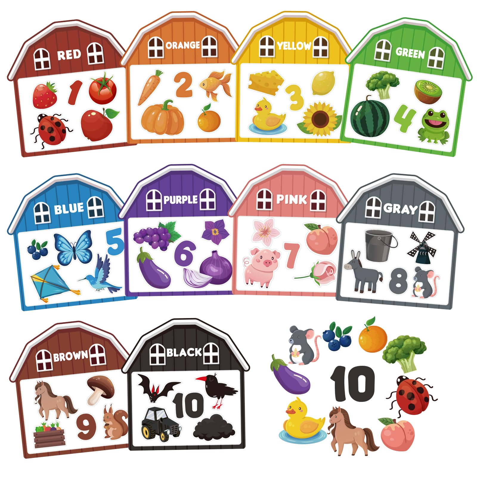 Photo 1 of 10Pcs Magnetic Color Sorting Toys 60 Toddler Magnets for Refrigerator, Cute Farm Animal Fridge Magnets for Early Education Toddler Color Sorting Learning Activities