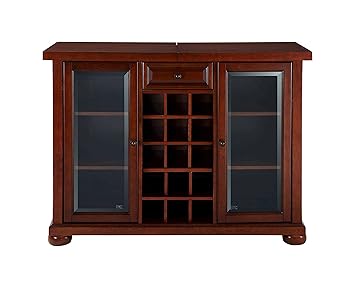Aprodz Mango Wood Wine Storage Stylish Dillonza Bar Cabinet for Living Room | Mahogany Finish
