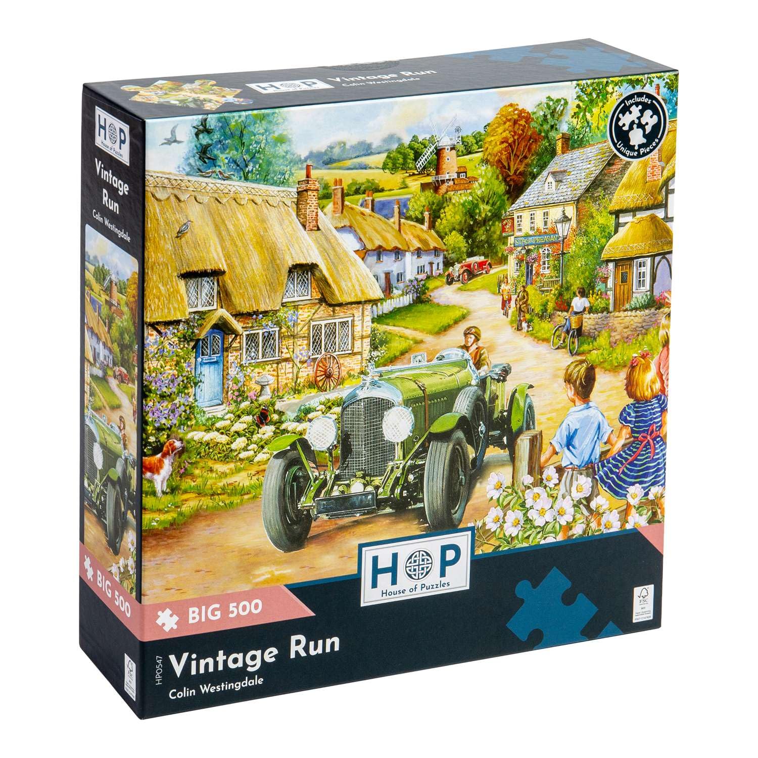 The House of Puzzles - Vintage Run Jigsaw - Big 500 Piece Jigsaws For Adults, Extra Large Pieces, Artist Illustrated, Scenic Landscape, Deluxe Puzzle Gifts