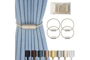 Hangtty Magnetic Curtain Tiebacks 4 Pack Beige Curtain Rope Tieback Curtain Holders for Drapes Modern Tie Backs Decorative Curtain Holdbacks