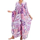 Yanziliu Kaftan Dress for Women,2025 Plus Size Hawaiian Batwing Sleeve Beach Cover Up Summer Swimsuit Dresses