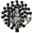 GeekTenet Rosary Beads Chaplet Black Artificial Crystal Glass Rosery Cross Catholic gifts