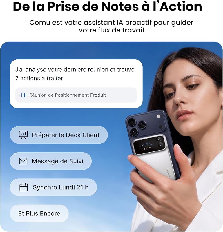 Action Pro Enregistreur Vocal IA Dictaphone avec Agent IA Intelligent — photo 3 sur 8
