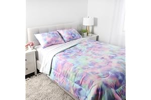 Tie Dye Full Bedding Set EXPRESSIONS 5-Piece Colorful Bed Set with Comforter, Fitted Sheet, Flat Sheet & 2 Pillowcases – Soft