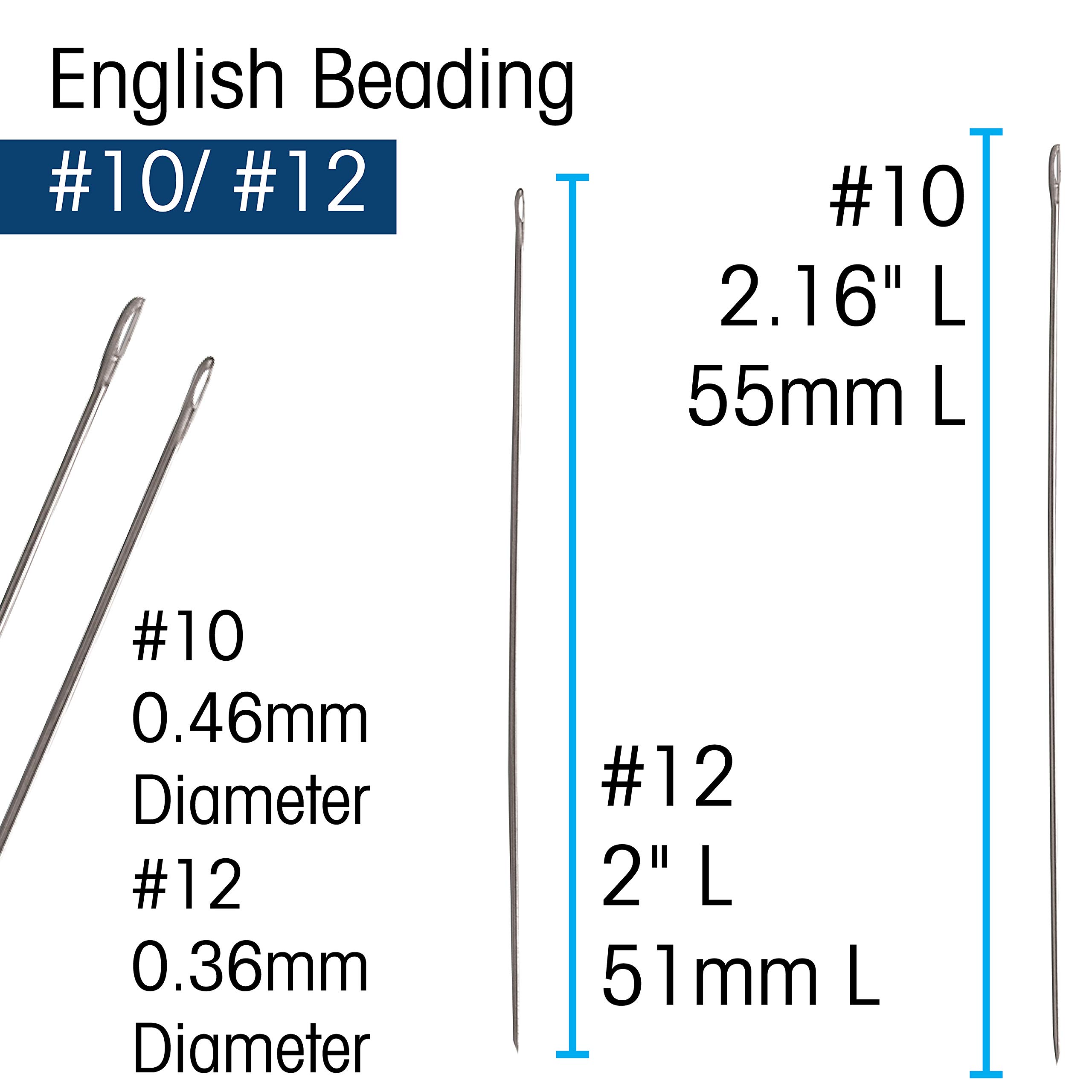 The Beadsmith Bead Embroidery Needles, Size 10 and 12 Assortment, Pack of 4, European Quality, Ideal for Right Angle Weave - The Blunt Tips Will not fray Threads as They Pass!
