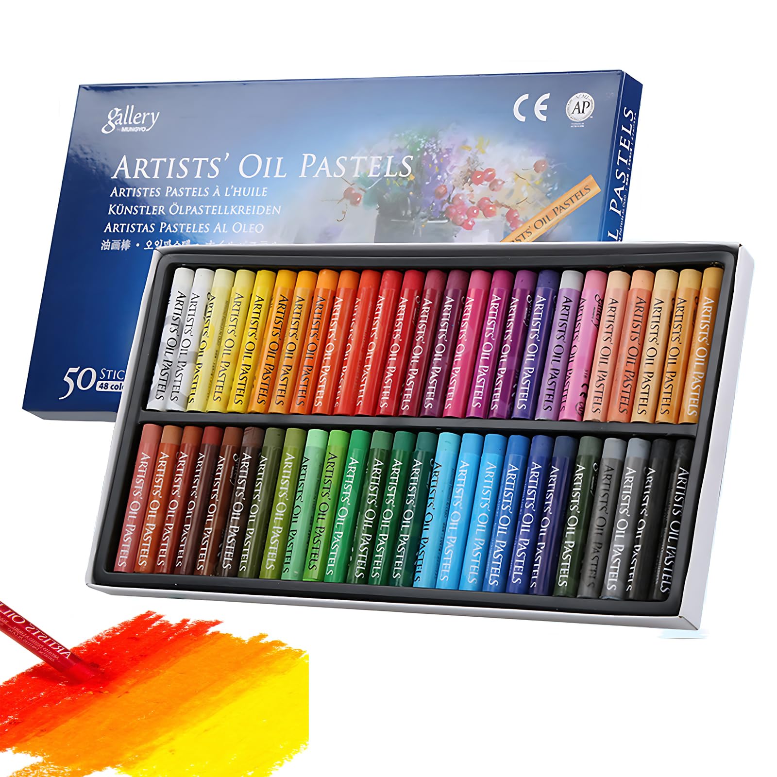 AIDIER 50pcs Soft Oil Pastel Set for Artist, Drawing Pastel Sticks Painting Oil Pastels Painting Chalk for Graffiti Art Chalk Pastels Washable Round Oil Pastels Crayons for Artist