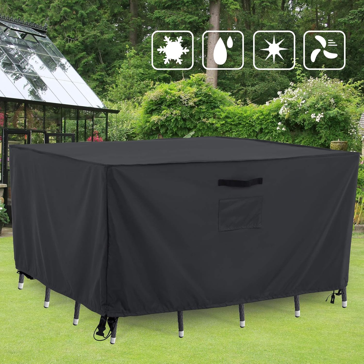 Tempera Patio Furniture Cover, Waterproof, Tear-Resistant, UV Resistant Outdoor Square Table Cover, Space Grey, 48x48 inches : Garden & Outdoor