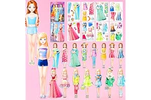 THILDANI Magnetic Paper Dolls Magnetic Dress Up Paper Dolls Magnet Princess Dress Up Paper Dolls Travel Activities Road Trip Car Ride Learning Created Imagine Set Birthday Gift for Girls 3+ (A Set)