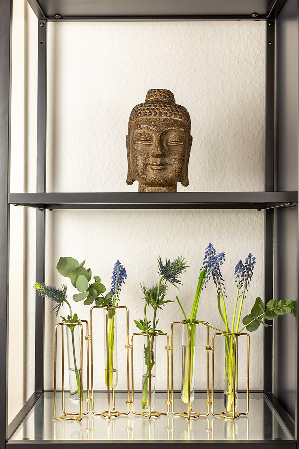 Home Kitchen Wedding Table Decoration Clear Glass Cylinder Vases For Centerpieces Round Single Flower Decor Hinged Bud Vase Set 5 Multiple Propagation Stations Gold Metal Outline Frame For Test Tube Glasses