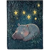 BIWOTU Funny Hippo Theme Blanket - Super Soft, Cozy, Lightweight Flannel Throw - Warm, Plush Blanket for Couch, Bed, Office, Travel, Outdoor Ideal Gift for Adult - 50×60in