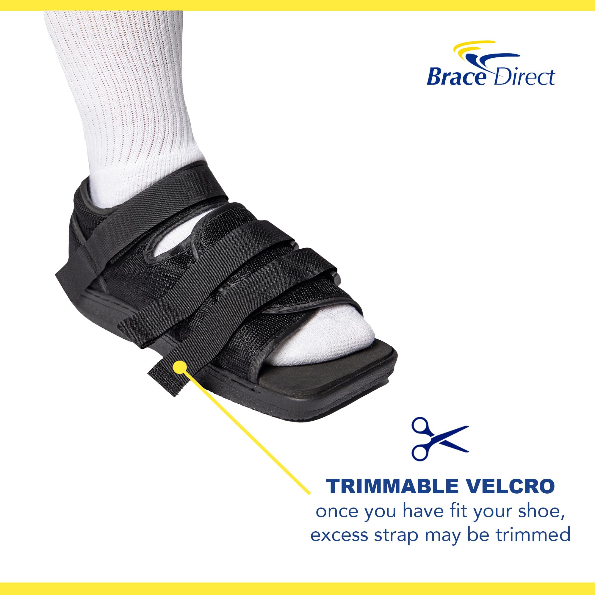 Brace Direct Post-Op Shoe - Adjustable Orthopedic Walking Shoe for Broken Foot & Toe, Stress Fractures, Bunions, Post-Surgery Recovery, Left or Right Foot, Women M (US Shoe Size 7.5-8.5/24.5 cm)