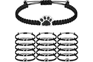 Tondiamo 24 Pcs Paw Print School Spirit Week Bracelet Bulk Wrestling Pull Tie Thread Bracelet for Homecoming Gifts Men Spirit Wristband Memorial Jewelry Women Birthday Christmas Party Favors