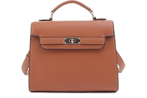 EVVE Women's Top Handle Satchel with Detachable Strap Small Pebbled Leather Fashion Crossbody Bag