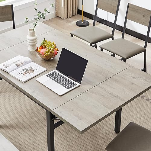 Suheww Folding Dining Table, Drop Leaf Tables with Metal Storage