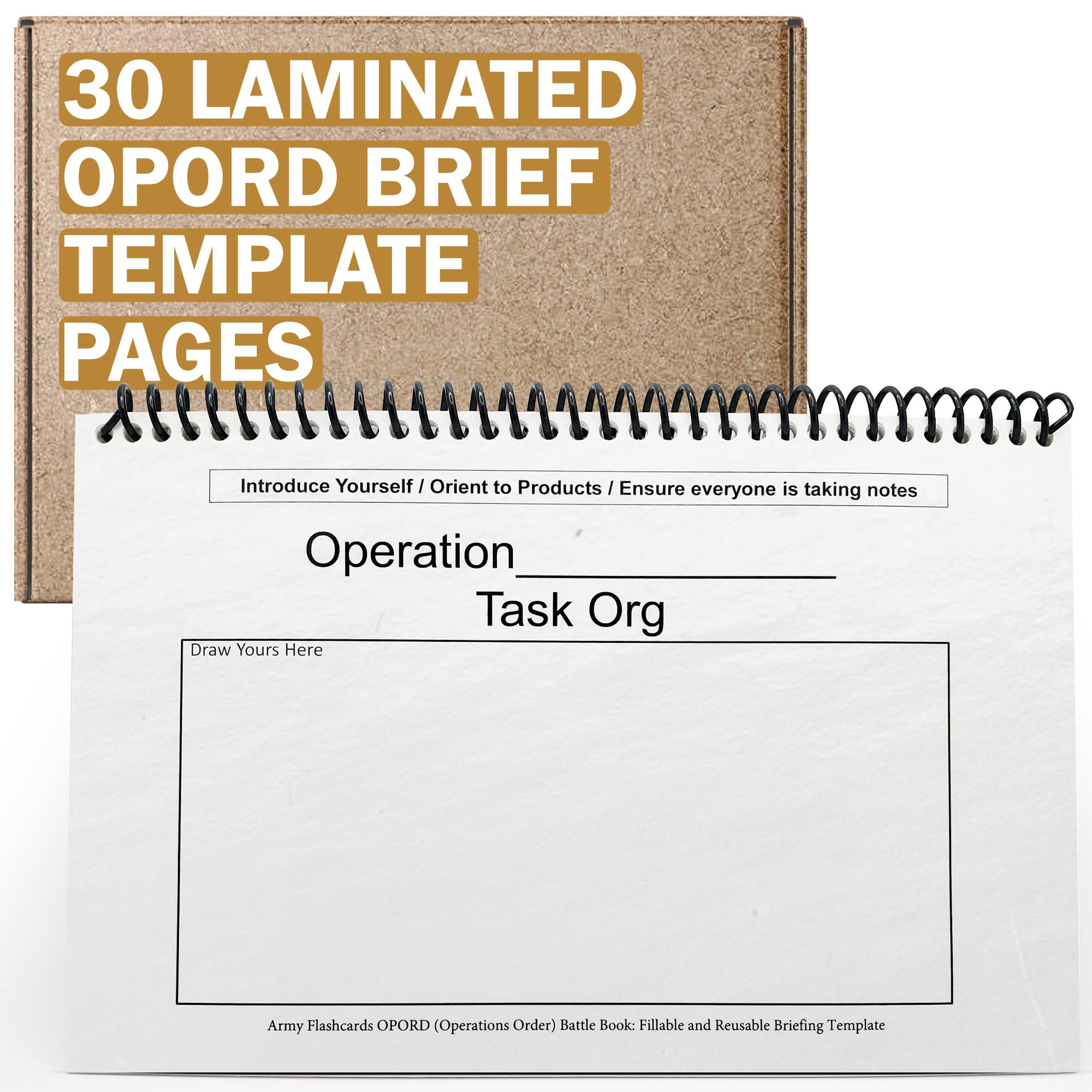 Photo 1 of ARMY FLASHCARDS Laminated OPORD Cards - Waterproof Military Operations Order Template & Battle Book - Veteran-Made Mission Brief Shell, USA-Made, Fits Cargo Pocket