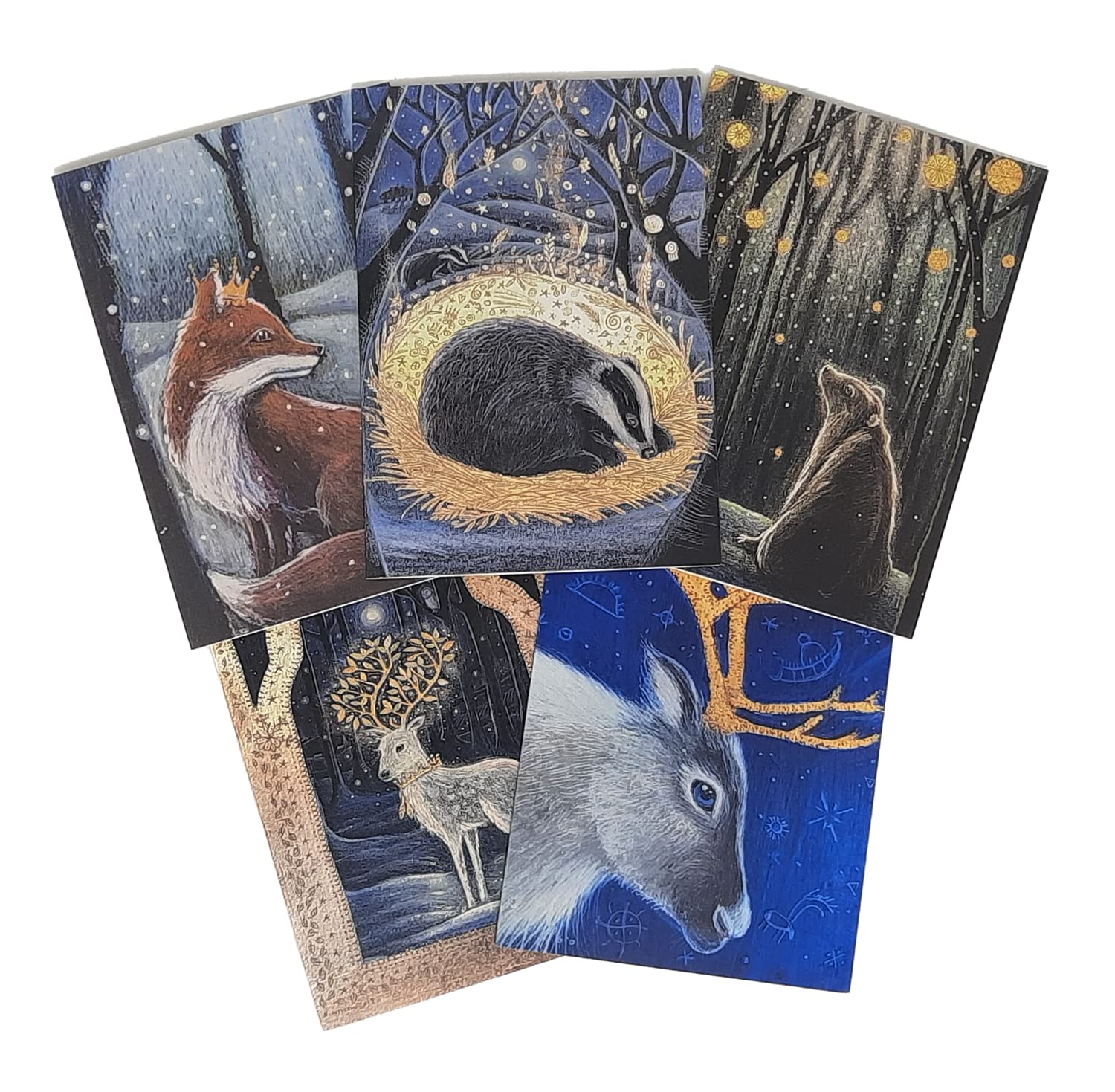 Awaiting The Snow Greetings Card Pack, containing 5 Cards and Packed in a Lovely Reusable Cotton Bag