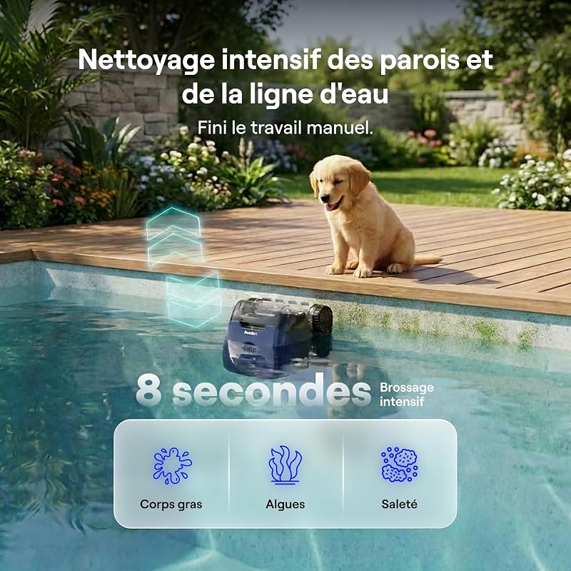 Sora 10 Robot Piscine sans Fil,25700 LPH,Capacité du Filtre 5L,Bleu