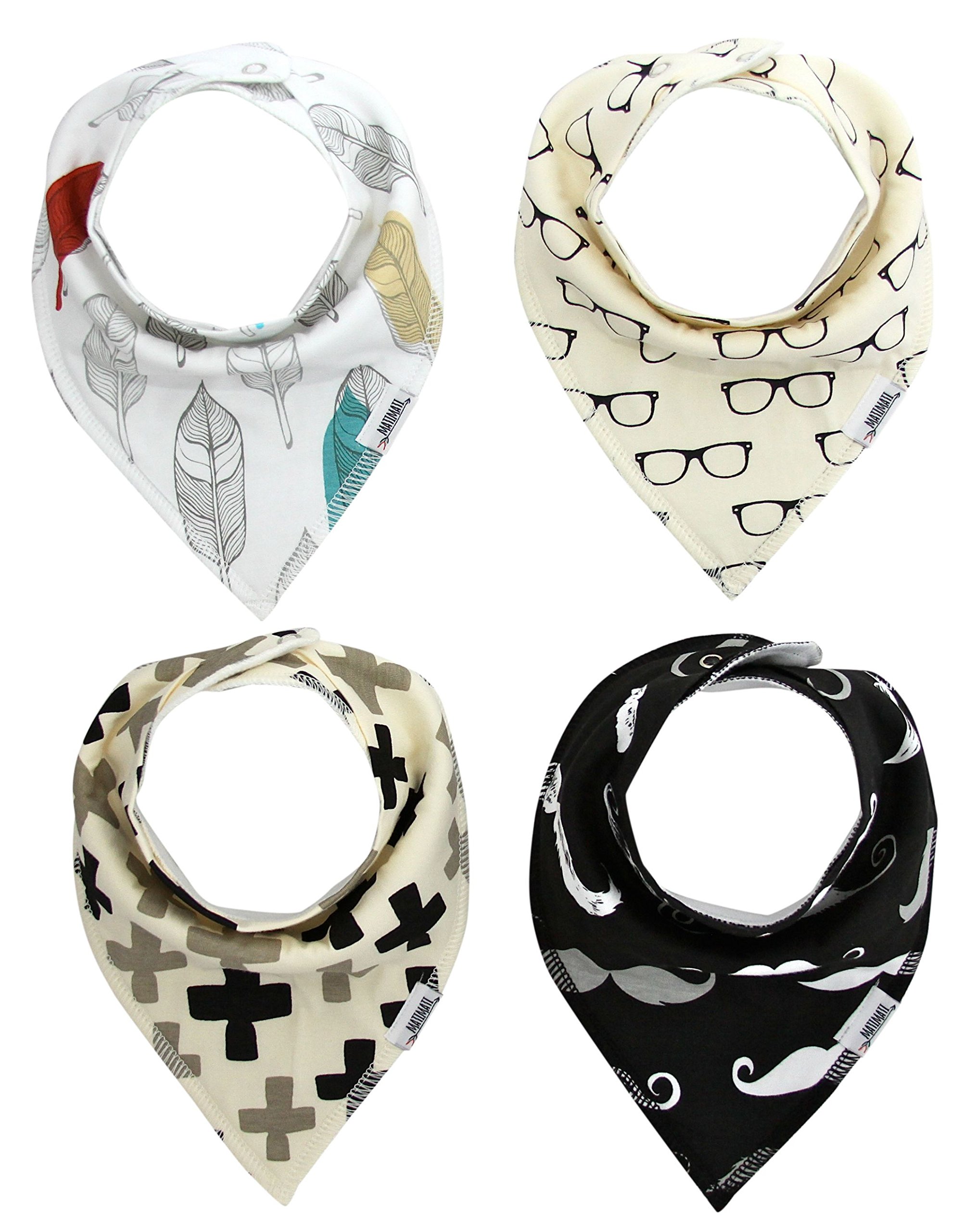 Baby Bandana Drool Bibs with Snaps, Organic Super Absorbent