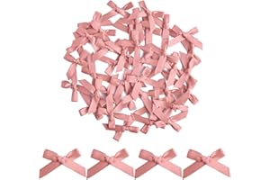 Ribreeze 50 PCS Dusty Rose Satin Ribbon 1.5 Inch Mini Bows for Gift Wrapping Bags Craft Birthday Party Wedding