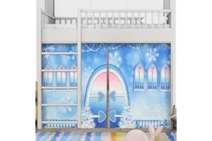 Hahafelt Loft Bed Tent Curtain Set for Low Twin,Bunk Bed Curtains Princess Play Tent Winter Party Decoration for Indoor & Outdoor Play