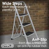 Oypla Foldable 3 Step Ladder Steel Non Slip Treads Safe Anti Slip Feet view 5
