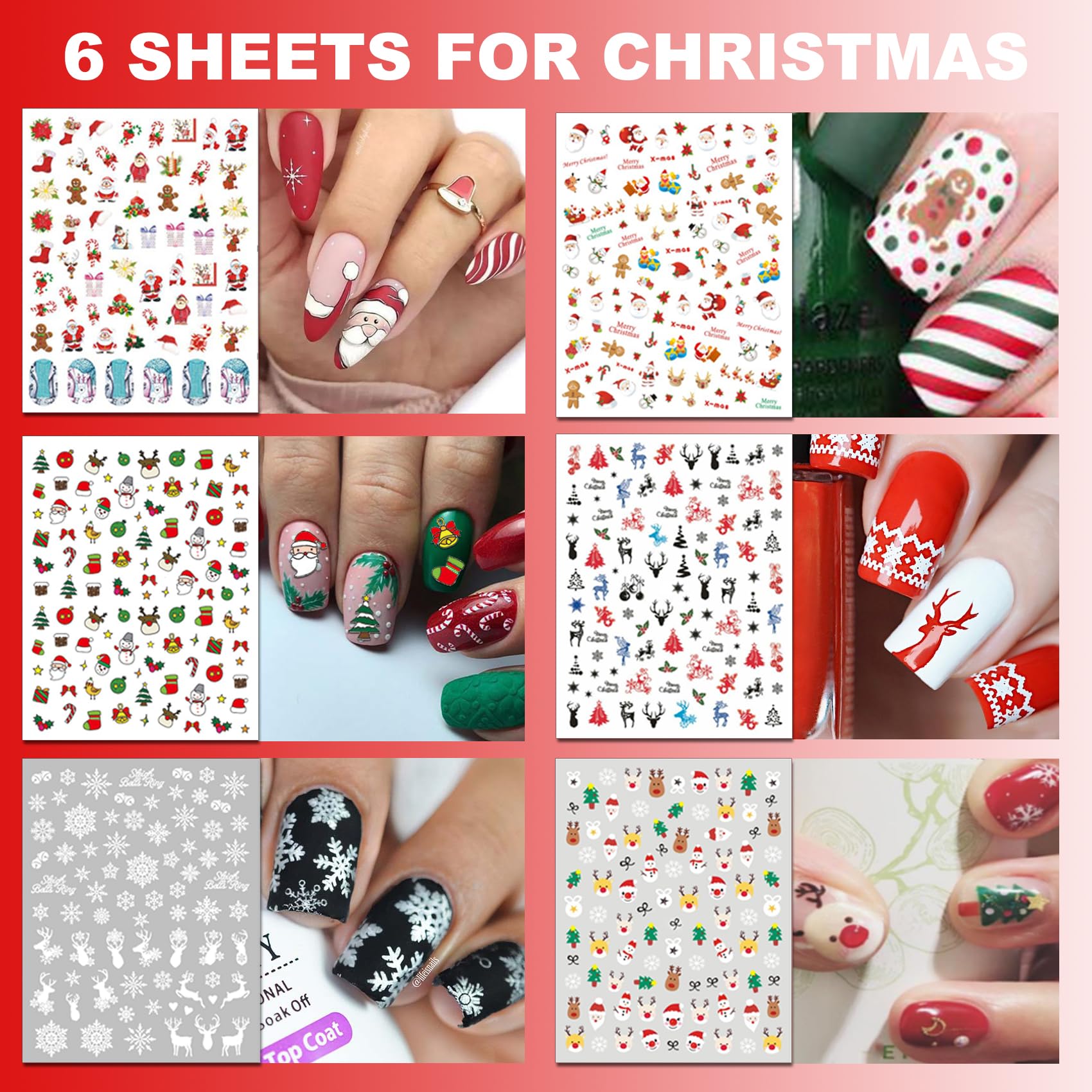 IDDFEVE 30 Sheets 8 Holiday Nail Art Stickers, Variety Pack All Season Nail Decals for All Year, Self-Adhesive Pegatinas Uñas 4th of July Halloween Fall Christmas Valentine St. Patrick's - Image 4