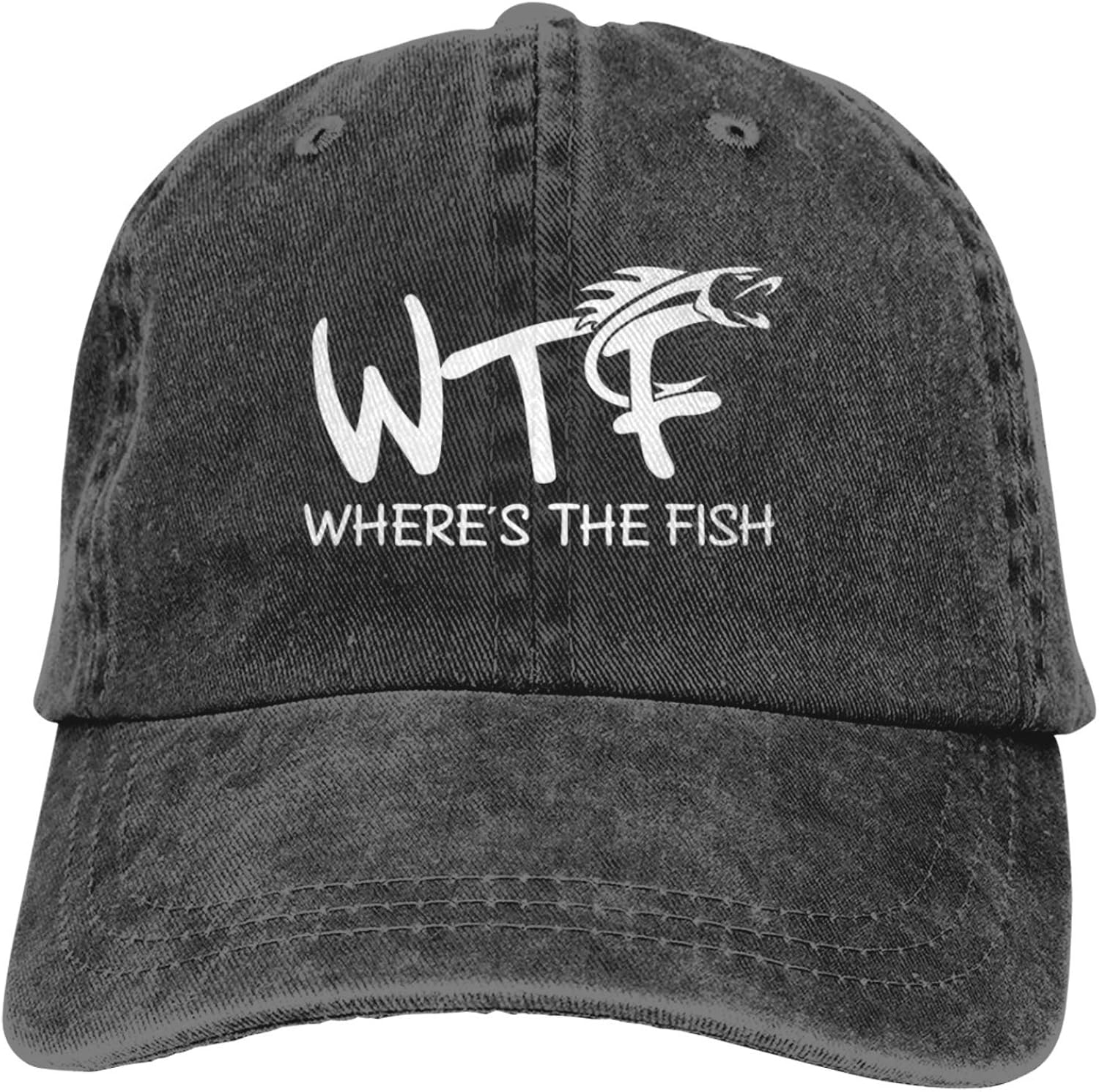 WTF Where's The Fish Baseball Cap,Unisex Vintage Adjustable Trucker Hat