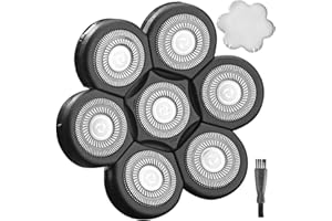 WAHFOX 7D Universal 7 Heads for HeadShaver,and other Brand Head Shaver Replacement Blades, 7 Heads Beard Cutter Replacement Blade Easy Install Electric Razor Shaver