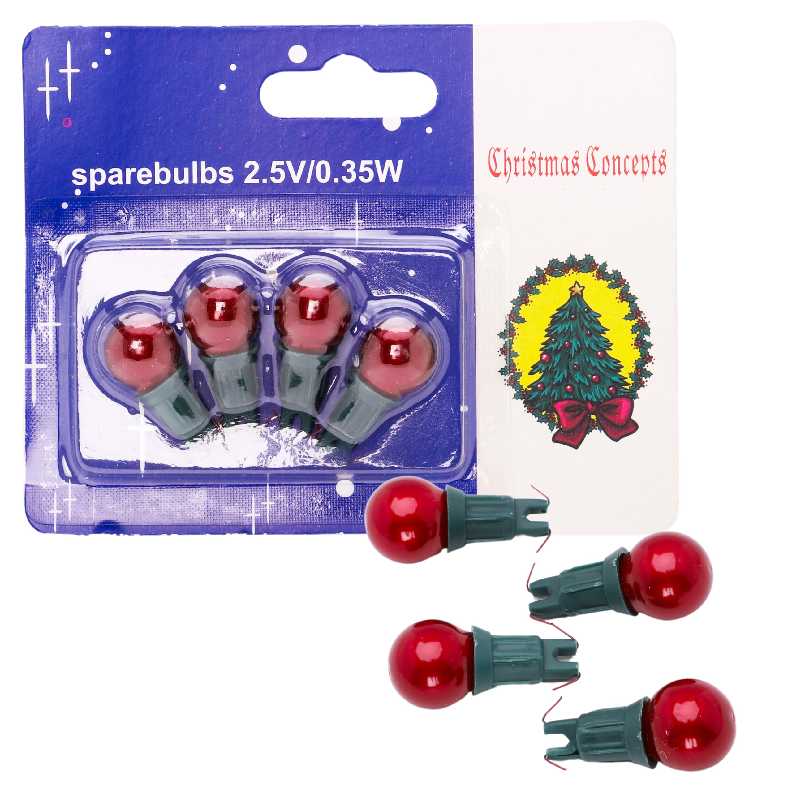 mrschristmas 3 Push In Spare Bulbs for 100 Piece Berry Light Set 2.5v 0.35w 0.14a RED (S12)