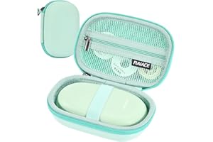 RAIACE Hard Travel Storage Case Compatible with SUPVAN E10 Mini Label Printer, Mesh Pocket for Label Paper, Cables and accessories. - Green