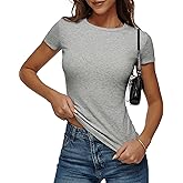 kakola Short Sleeve Shirts for Women Crew Neck T Shirts Fitted Casual Basic Tees Summer Round Neck Causal Fashion Tops 2026