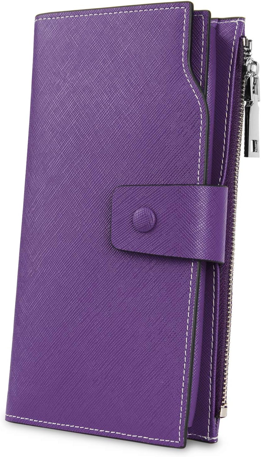 Genuine Leather Wallet Women's RFID Blocking Large Capacity Luxury Wax Clutch Multi Card Organizer